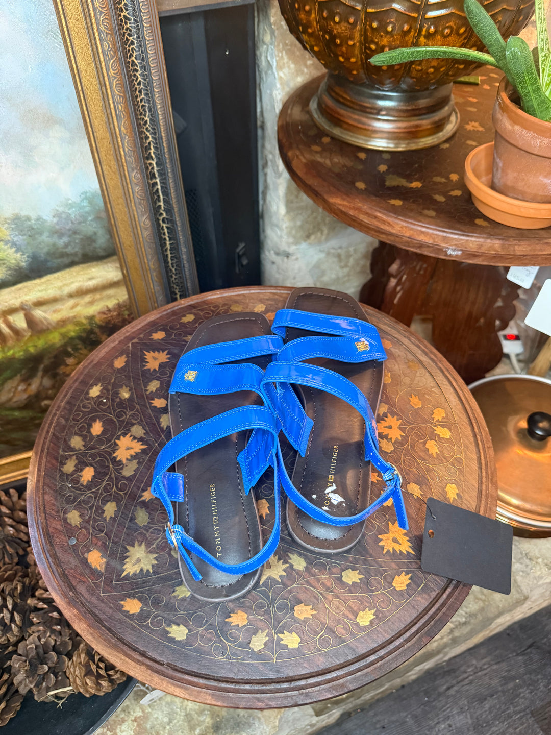 Tommy Hilfiger Women’s Blue Patent Strappy Sandals