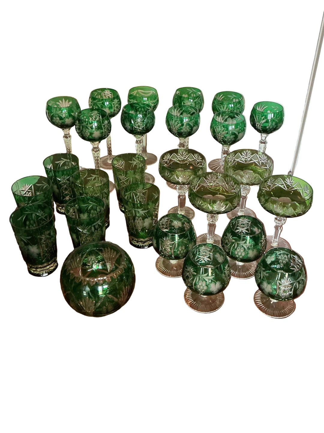 Set of Emerald Green Traube Crystal
