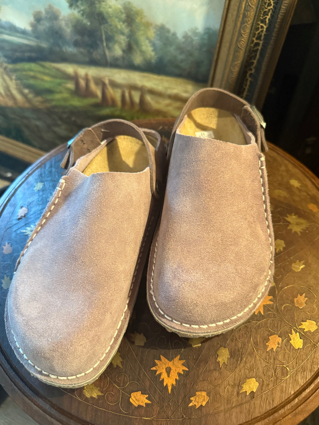 Birkenstock Boston Suede Clogs Stone Grey