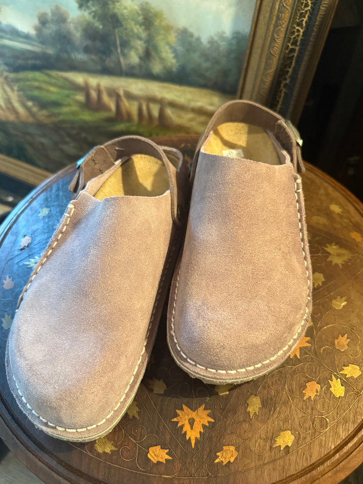 Birkenstock Boston Suede Clogs Stone Grey