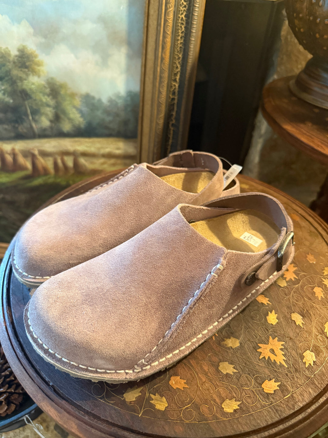 Birkenstock Boston Suede Clogs Stone Grey