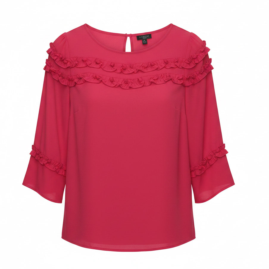 Talbots Sheer Ruffled Blouse, Medium