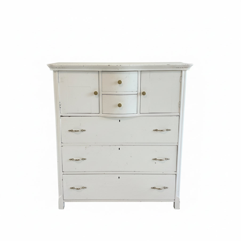 Vintage White Dresser, Solid Wood