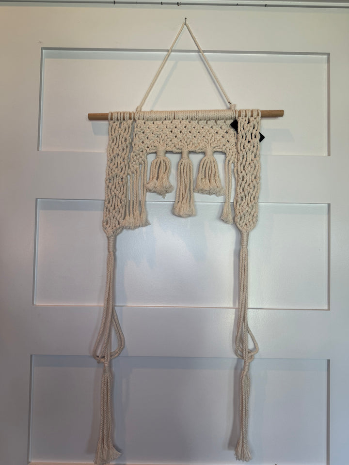 Boho Macramé Wall Hanging Tapestry Cream Cotton Fiber Art Décor
