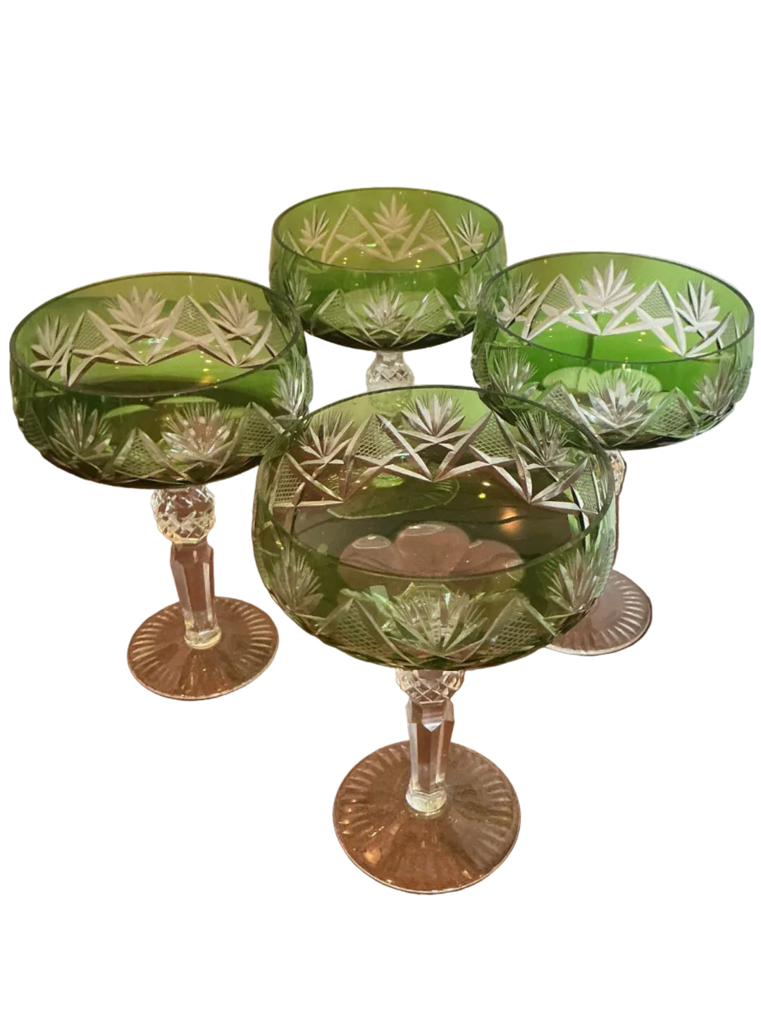 Val St Lambert Berncastel Pattern Hock Wine Glasses - set of 4