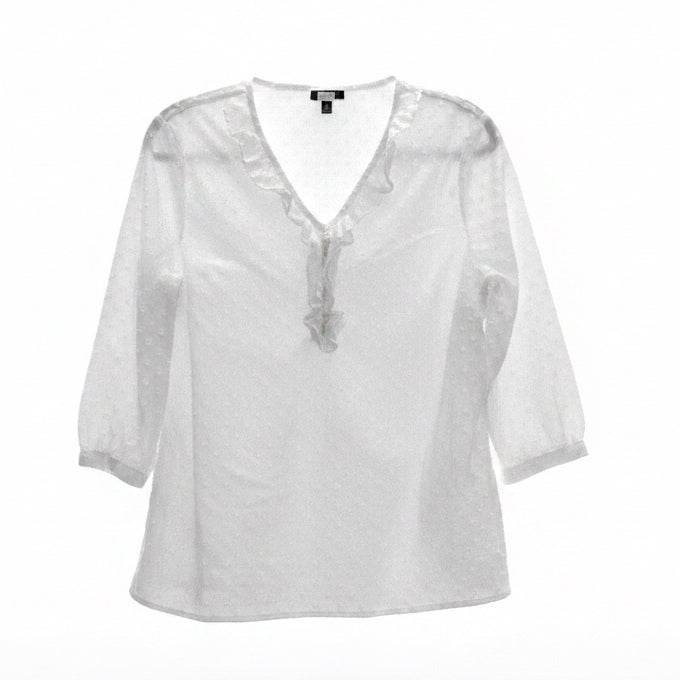 White Talbots ruffle dotted blouse, Small