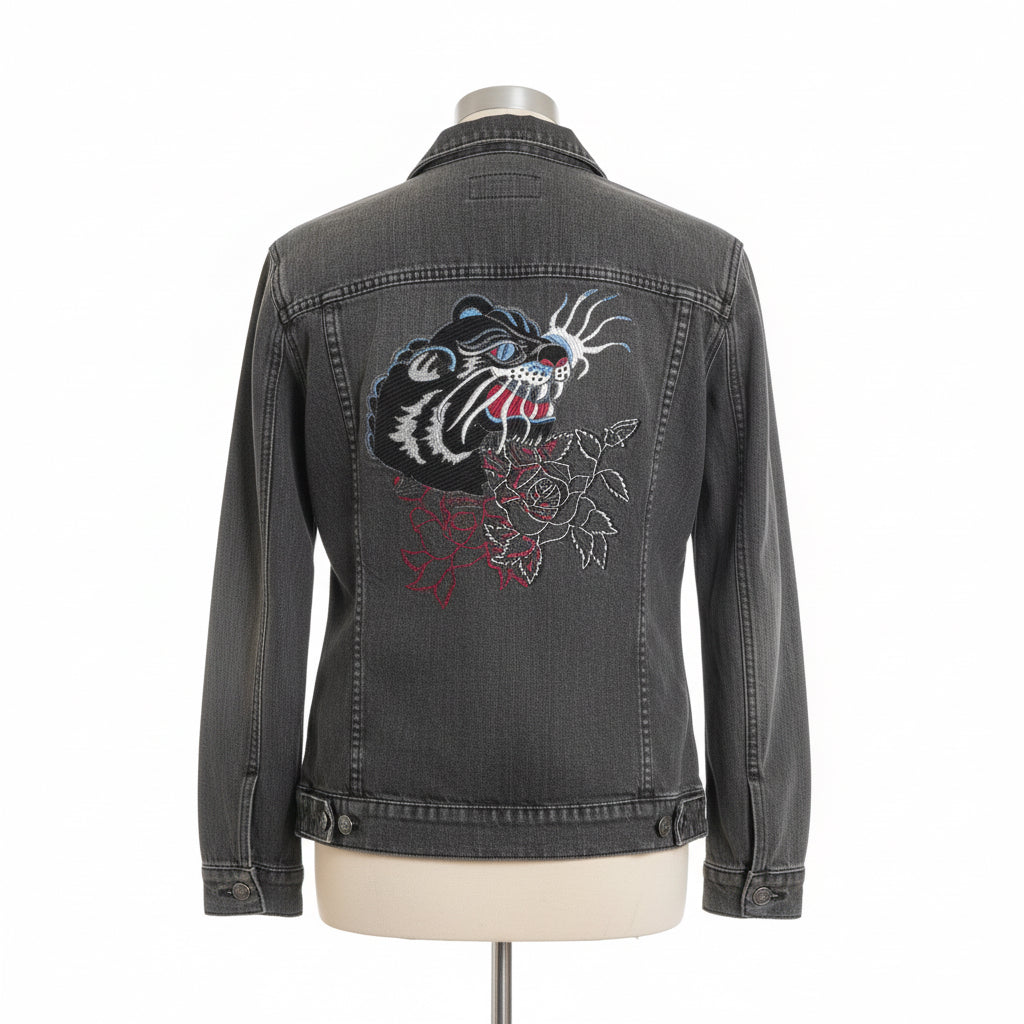 Embroidered Denim Jacket, M