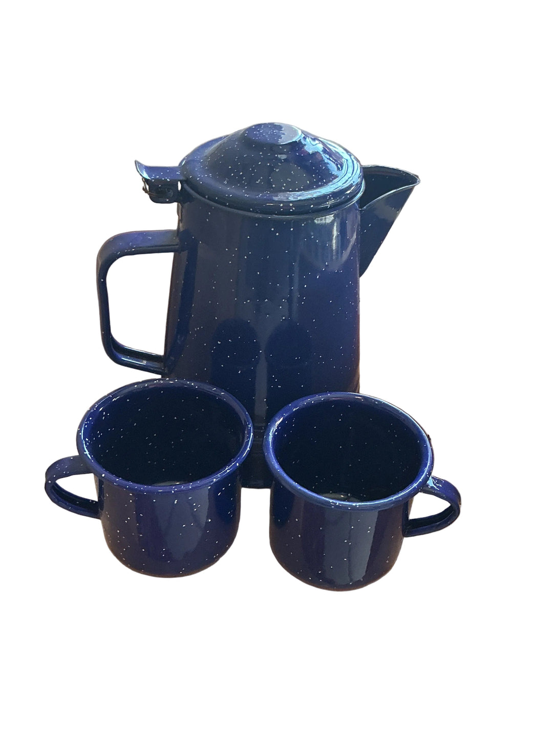 Blue Speckled Enamelware Set
