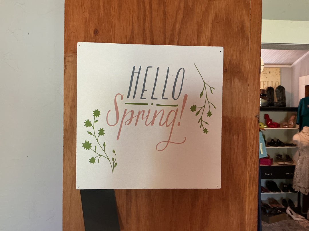 Hello spring plaque
