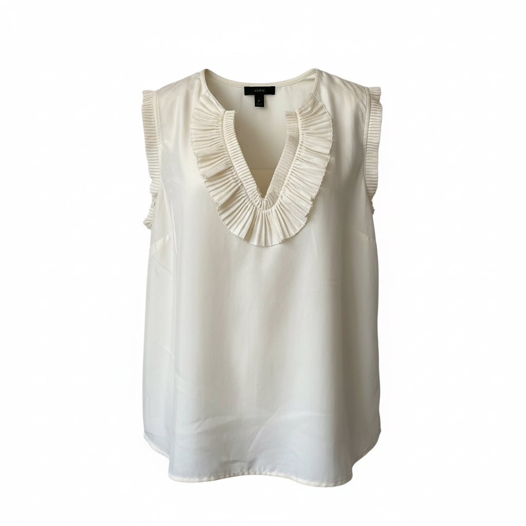 Pintuck Ruffle Sleeveless J Crew Silk Blouse