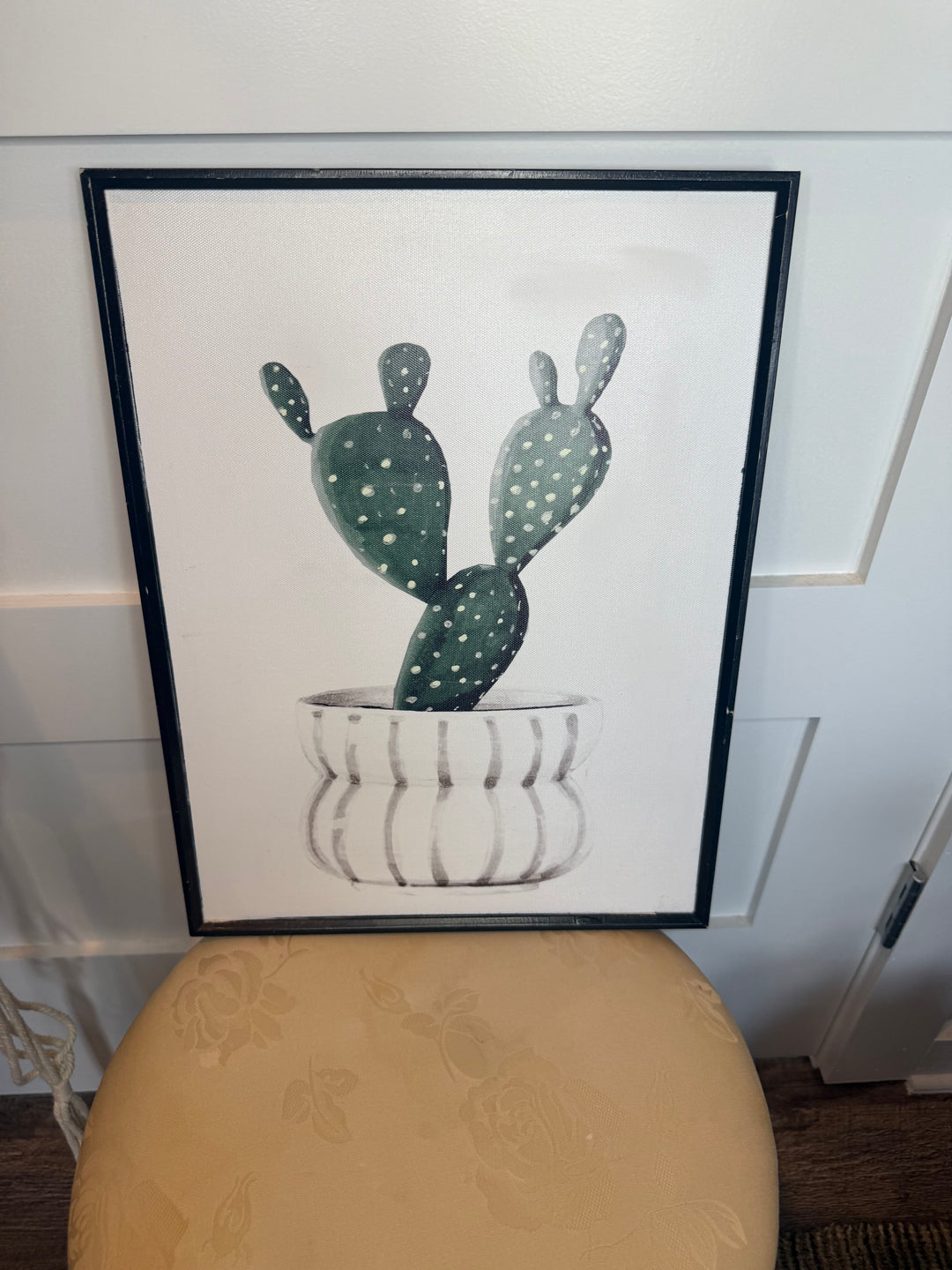 Minimalist Framed Cactus Print Black Frame Modern Botanical Wall Art