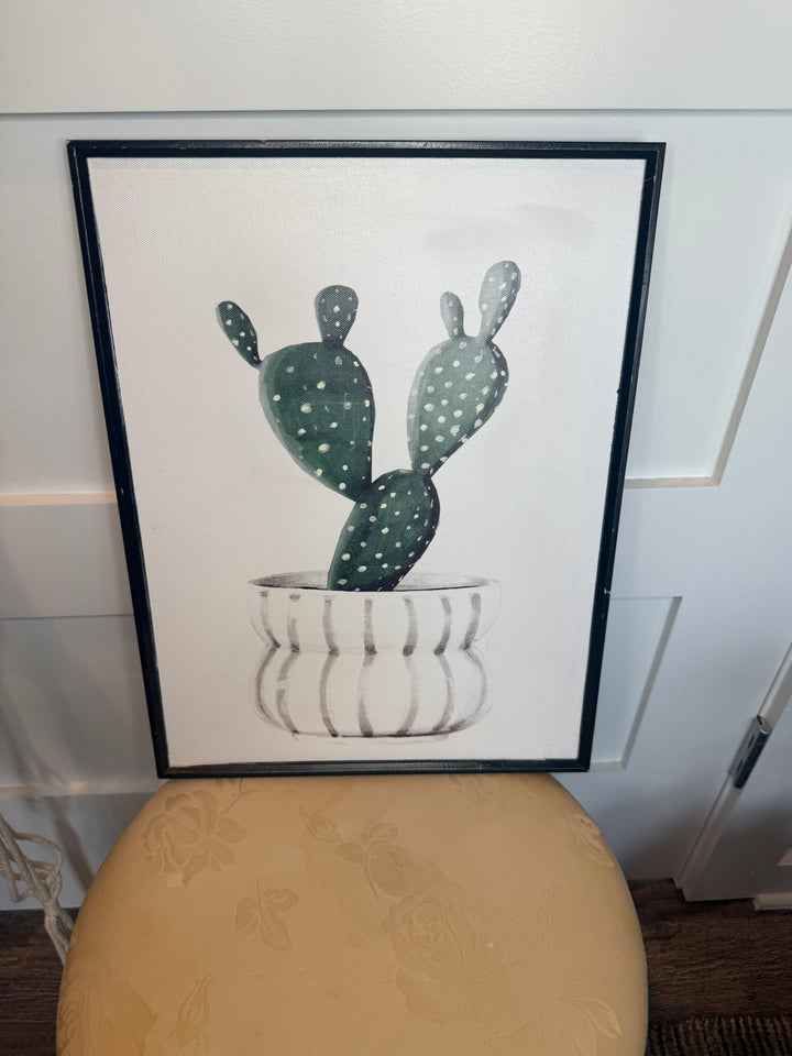 Minimalist Framed Cactus Print Black Frame Modern Botanical Wall Art