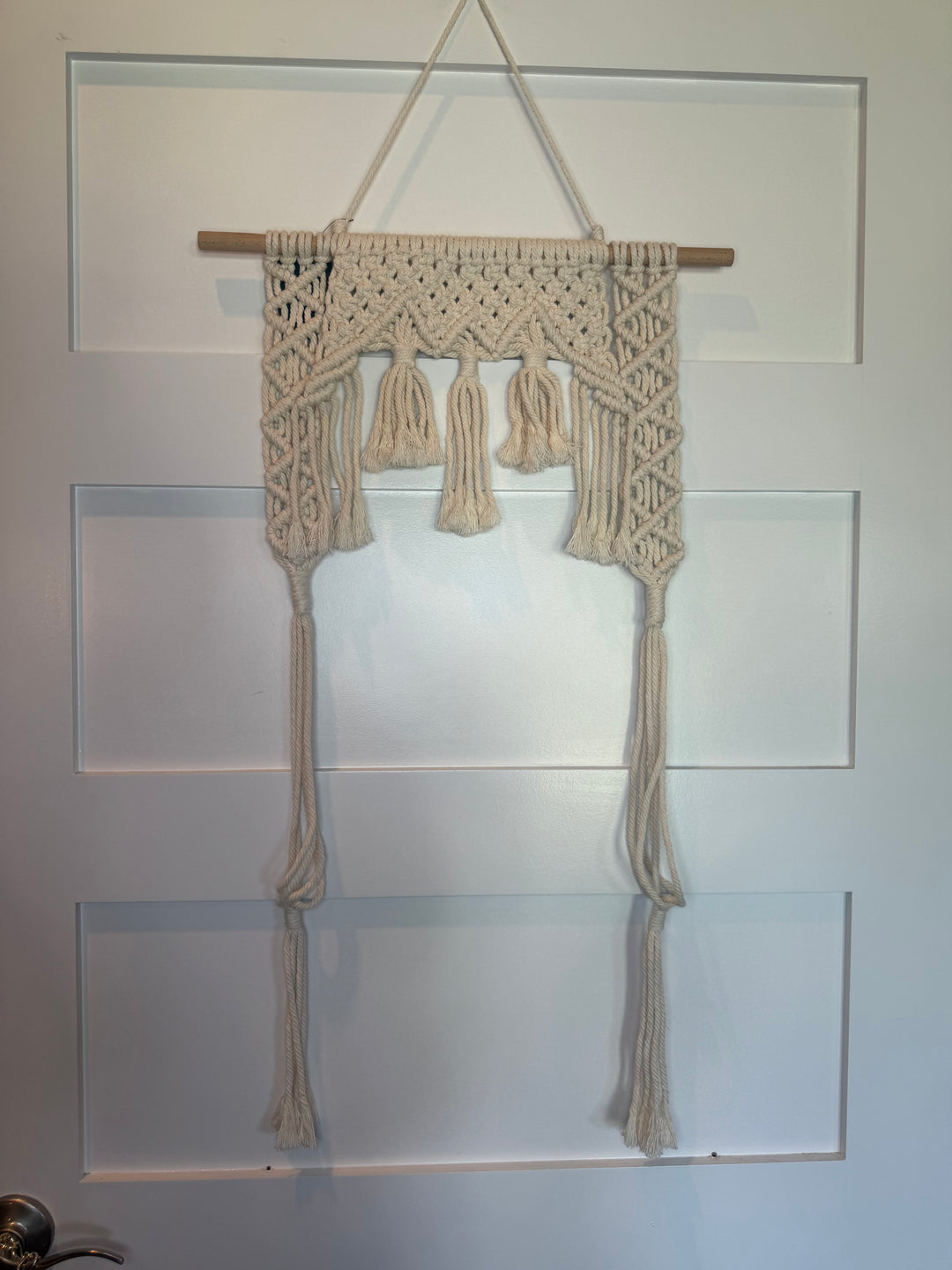 Boho Macramé Wall Hanging Tapestry Cream Cotton Fiber Art Décor