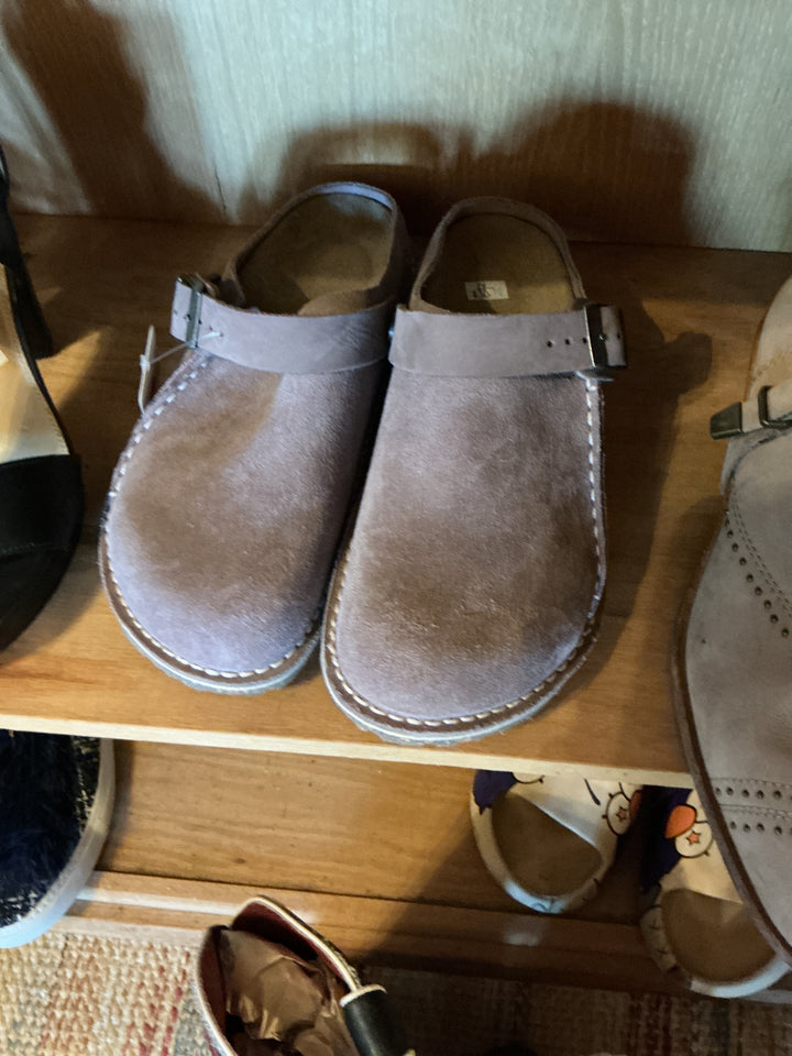 Birkenstock Boston Suede Clogs Stone Grey