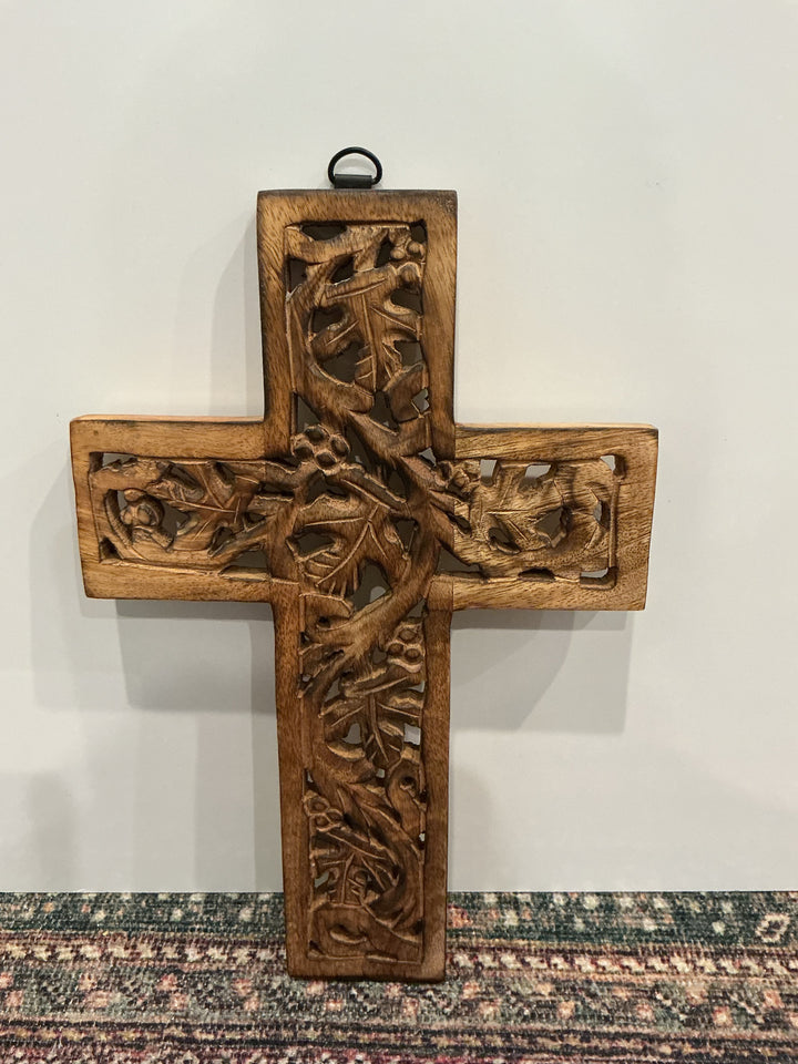 Wood Carved Cross - Made in India