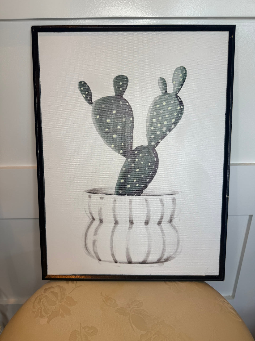Minimalist Framed Cactus Print Black Frame Modern Botanical Wall Art