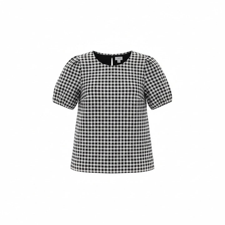 Metallic Silver Checked Top, J Crew