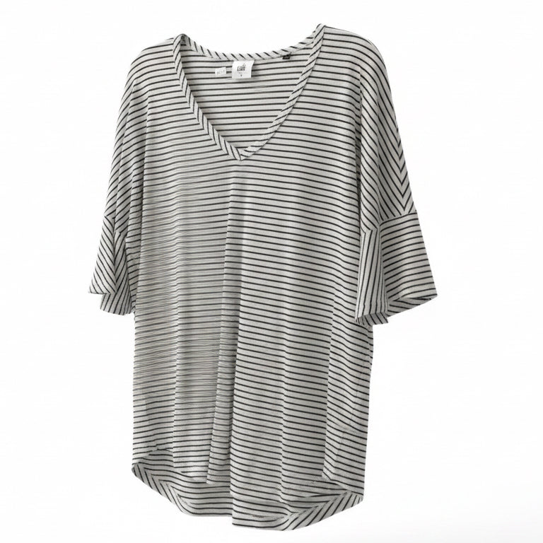 Cabi Striped V-neck Shirt, Small