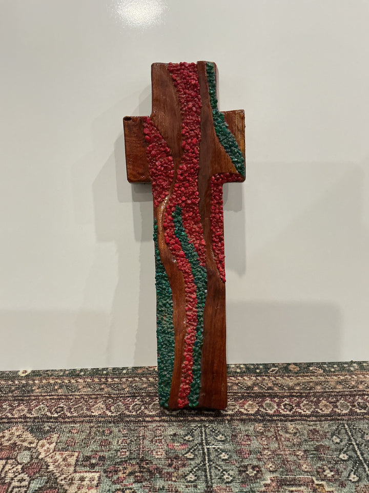 Mesquite, Malachite & Coral Cross - One-of-a-kind