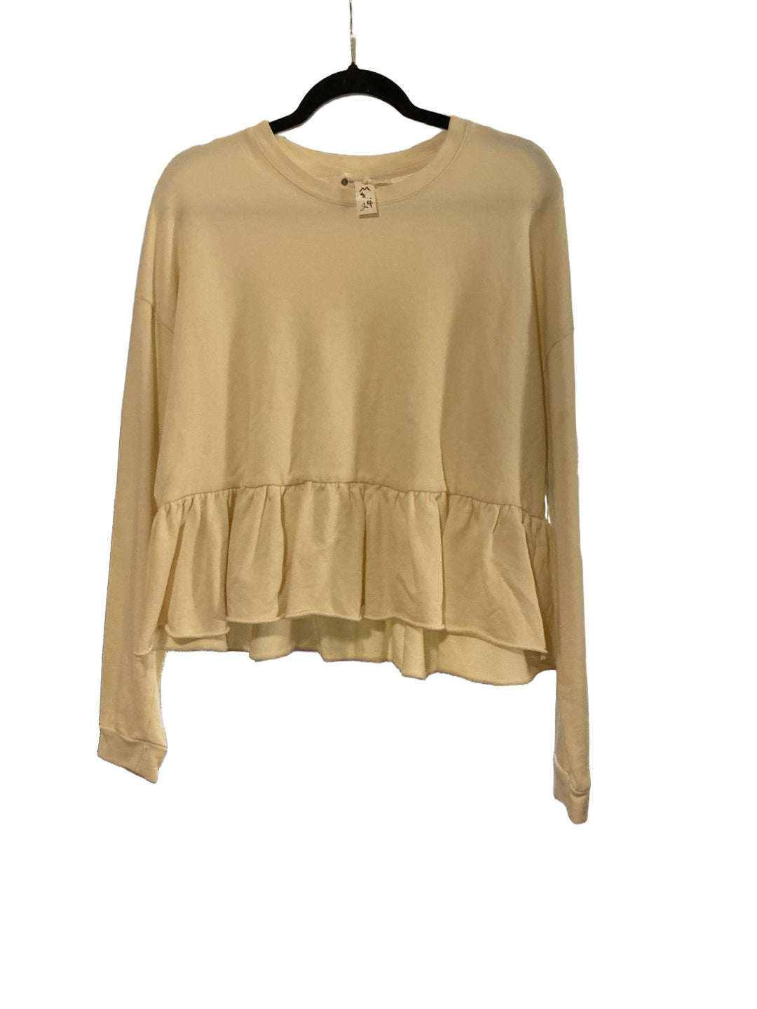 Ruffled long sleeve cream color crop top