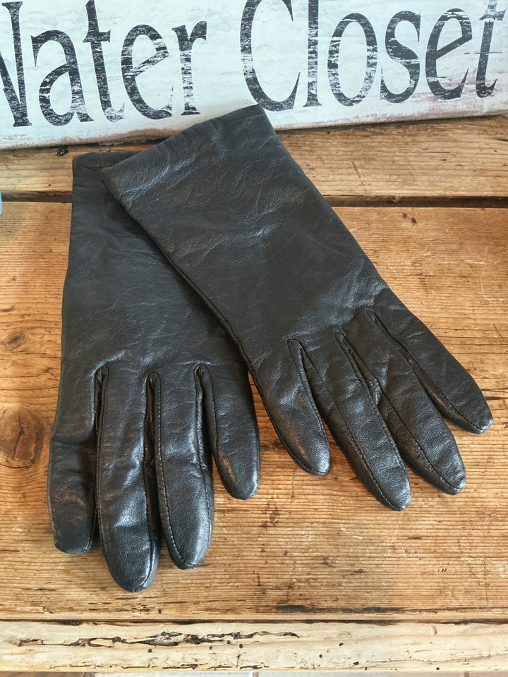 Black Leather Cashmere Lined Gloves