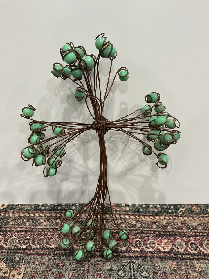 Metal & Turquoise Marble Cross