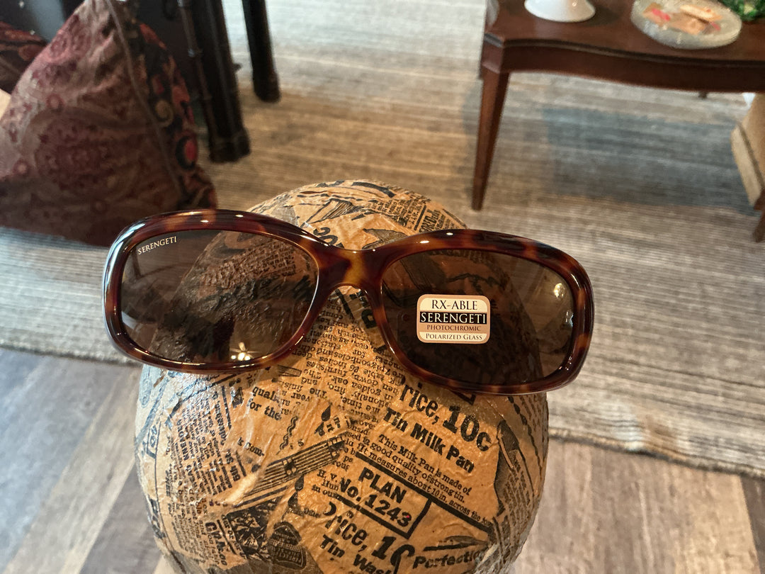 Serengeti rectangular wrap tortoise frame dark brown lens