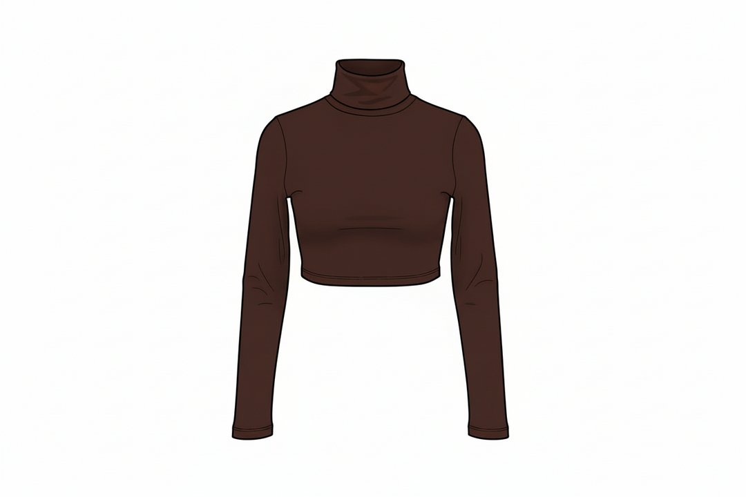 Brown cropped open back turtle neck