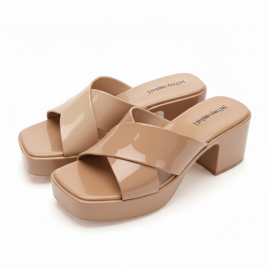 Jeffrey Campbell Bubblegum Jelly Slides Beige