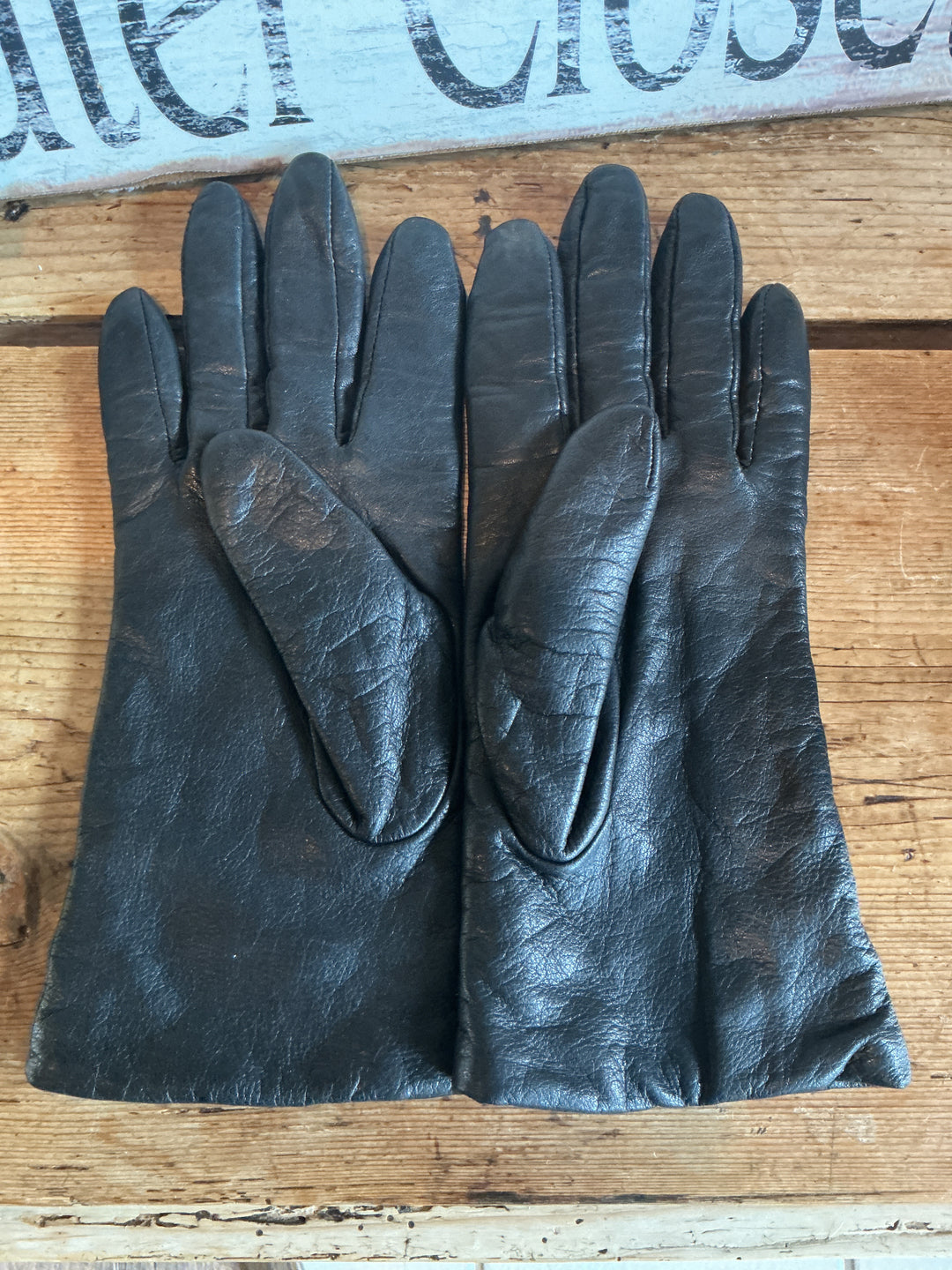 Black Leather Cashmere Lined Gloves