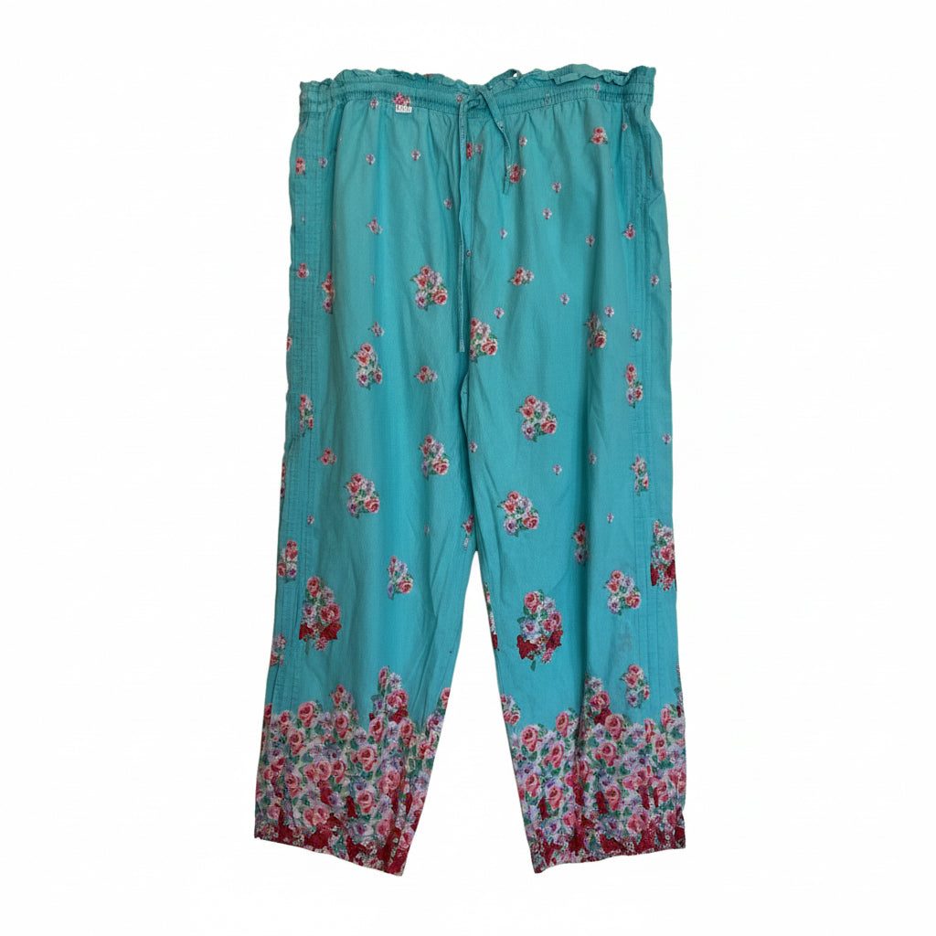 Drawstring Floral Pants, L