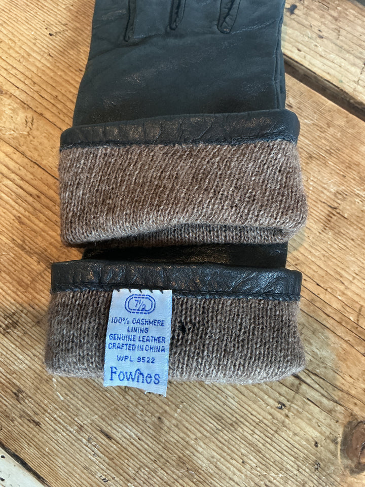 Black Leather Cashmere Lined Gloves