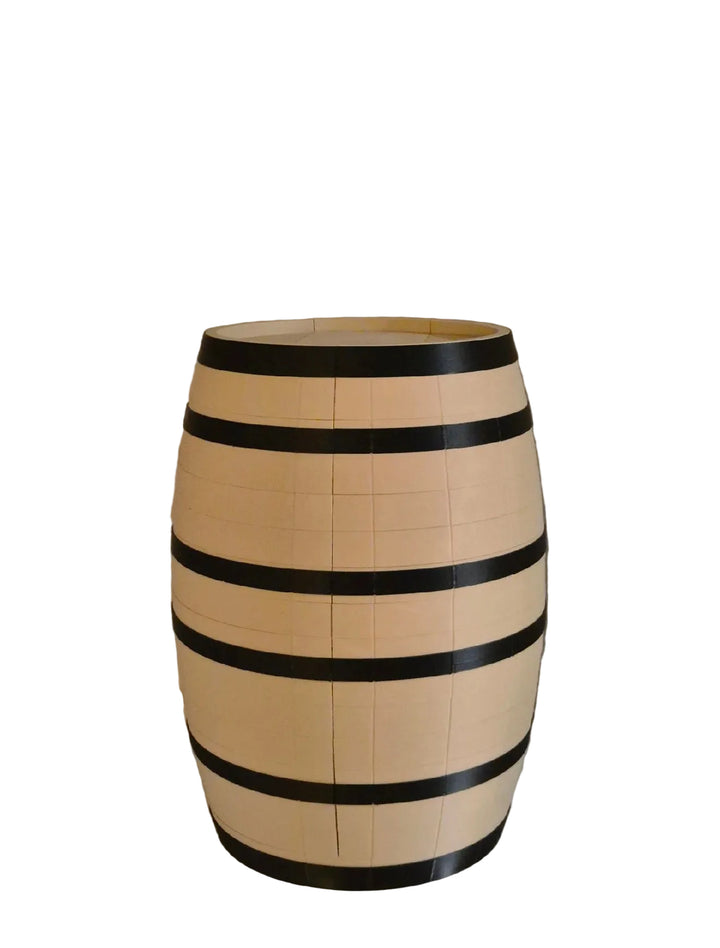 Whiskey Barrel Display Case - 3D Printed LED Lighted Bar Decor w/ Rotating Stand