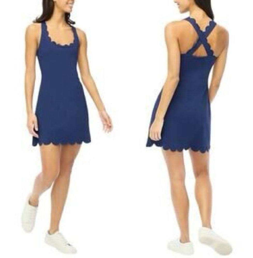 J. Crew Scalloped Activewear Dress, Navy, Small