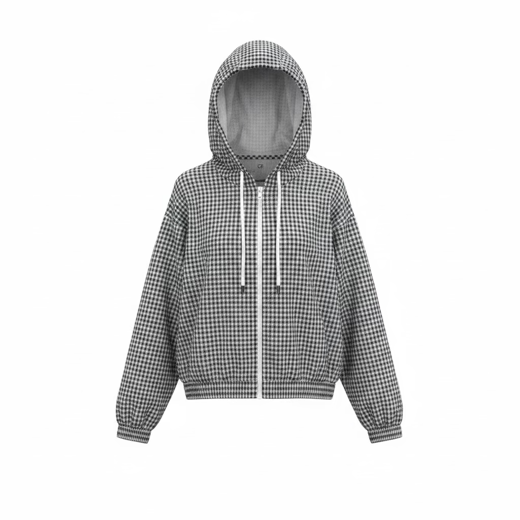 GapFit Tech Gingham Windbreaker, Size M