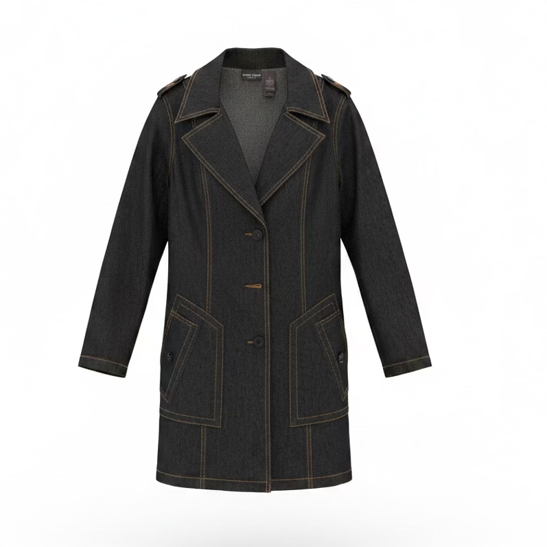 Bisou Bisou stretch denim trench coat, Large