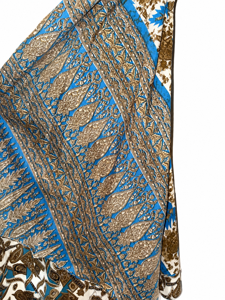 Boho Reversible Wrap Skirt – Turquoise & Paisley Patchwork