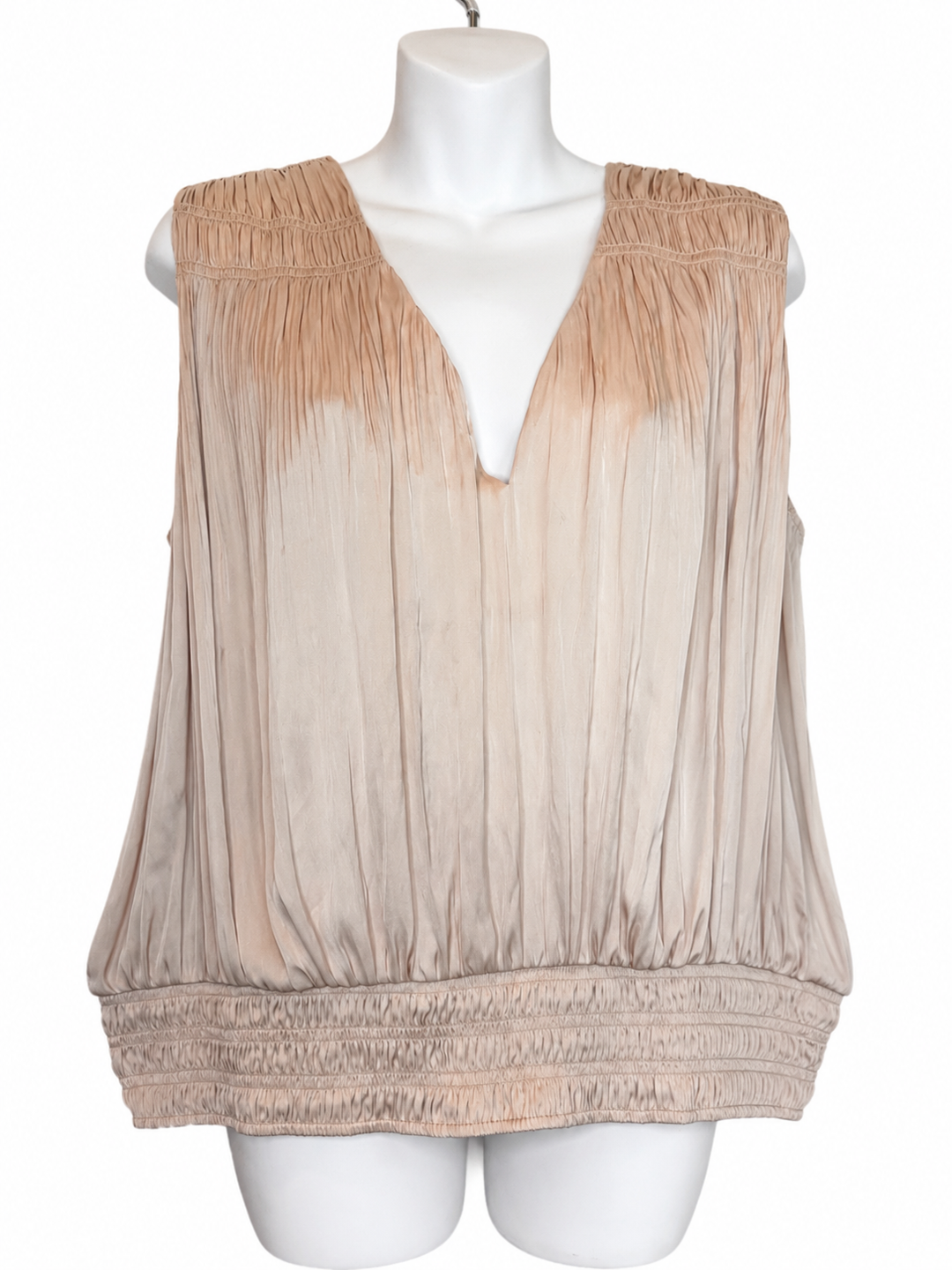 Frame Blush Ombre Pleated Sleeveless Top