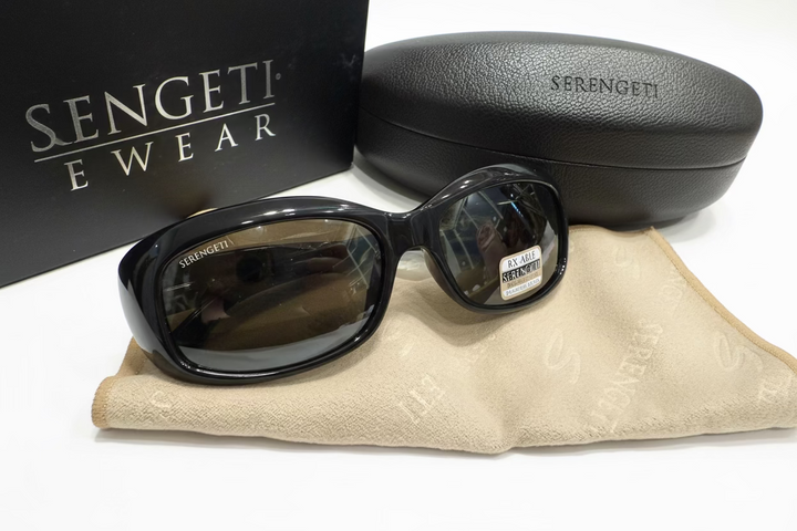Serengeti Shiny Black Sunglasses