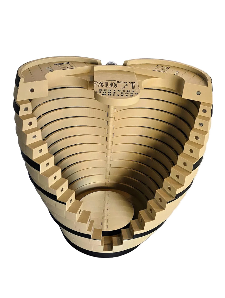 Whiskey Barrel Display Case - 3D Printed LED Lighted Bar Decor w/ Rotating Stand