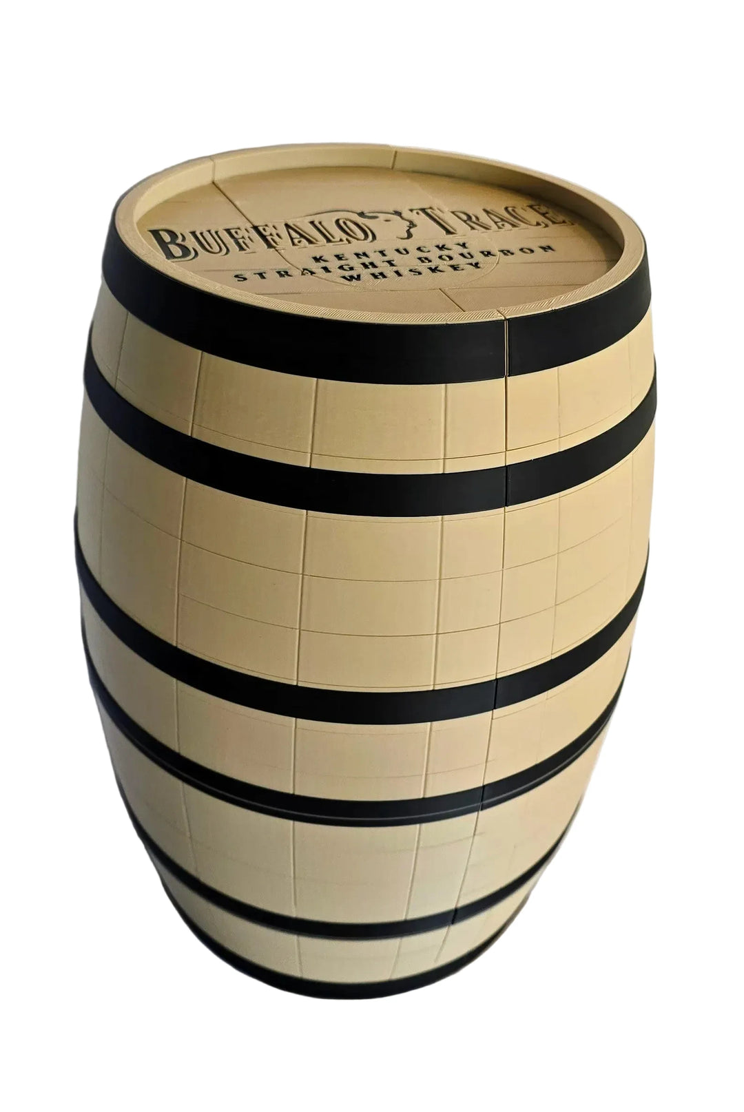 Whiskey Barrel Display Case - 3D Printed LED Lighted Bar Decor w/ Rotating Stand